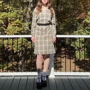 Vtg 1970’s Donald Davies Of Dublin Wool Made In 🇮🇪 Long Sleeve Dress 14